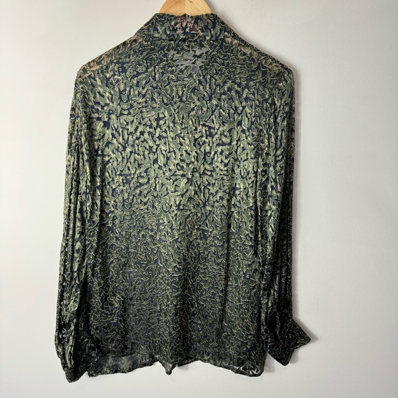 Escada Elements Velour Pieced Long Sleeve Button Blouse Size 36 - Picture 5 of 5